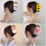 Lianfudai Large Size Flower Hair Clip Claws Hair Crab For Thick Hair Barrettes Hairpins Women Summer Fashion Hair Accessories