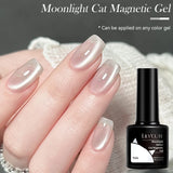 Lianfudai 7ML Rose Gold Foils Effect Platinum Cat Magnetic Gel Nail Polish Silver Moonlight for Fall Winter Manicure Nail Art Gel