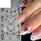 Lianfudai Spider Nail Art Stickers Halloween Design Ghost Skull Spider Webs Pumpkin Nail Decors Y2K Diamond Charms Manicure Decals GLJI-DZ