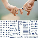 Lianfudai Blue Herbal Juice Ink Temporary Tattoo Stickers Long Lasting Fake Tattoos Small Hand Cute Star Sun Moon Finger Tattoo Lettering