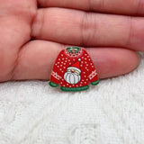 Lianfudai 10 pieces of alloy Christmas sweaters jackets earrings charming funny cute shiny reindeer snowman keychains DIY  jewelry making