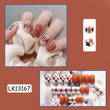 Lianfudai 24p Artifical Fake Nails Full Coverage False Nails White Clouds French Long Wearing Reusable Nail Coffin Ballerina Press on Nail