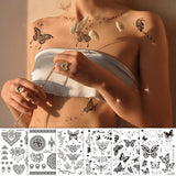 Lianfudai Size:158*120mm New Butterfly Tattoo Plain Flower Sexy Finger Collarbone Dark Waterproof Temporary Tattoo Sticker