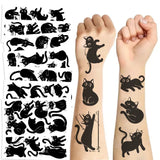 Lianfudai 10Pcs Cartoon Black Cat Temporary Tattoos Sticker Cute Cat Tattoos Art For Girls Boys Birthday Party Supplies Favors