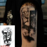 Lianfudai Animal God Cross Lion Waterproof Temporary Tattoo Sticker Jesus Crown Flash Tattoos Women Thorns Body Art Arm Fake Tatoo Men