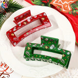 Lianfudai Christmas Snowflake Hairpins Cute And Sweet Red Green Snowman Hair Claws Clip Festival Party New Year Gifts