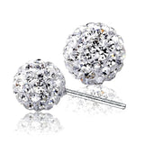 Lianfudai 6/8/10mm White S925 Stamp Plata Color Earrings Micro Disco Balls Crystal Stud Earring Safe To Skin Women Jewelry Wholesale