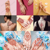 Lianfudai 10 Pcs/Set Maroon Color Henna Tattoo Stickers for Hand Brown Red Henna Tattoos for Women Waterproof Temporary Mehndi Tattoo Fake