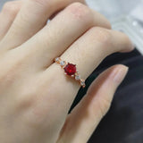 Lianfudai Romantic Red Zircon Dainty Rings For Women Thin Heart Korean Finger Accessories Wedding Gifts For Girlfriend Wholesale KAR272