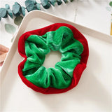 Lianfudai Christmas Style Scrunchies Fashion Vintage Simple Hair Accessories Rubber Band Hair Band Red Green Hair Ring for Women