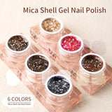 Lianfudai 2023 New Gel Nail Polish 6 Colors Mica Shell Ice Transparent Shell Color Canned Nail Polish Gel Shiny Galaxy UV LED Soak Off Gel