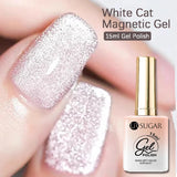 Lianfudai 15ml White Cat Magnetic Gel Super Bright Gorgeous Glitter Nail Polish Galactic Effect Moonlight Magnetic Gel Varnish