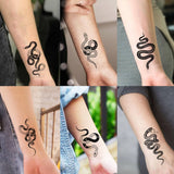 Lianfudai 18 Sheets Small Snake Temporary Tattoos For Men Women Neck Hands Fake Tattoo Stickers DIY Small Black Snake Tattoos Holiday 3D