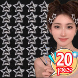 Lianfudai 1-20Pcs Y2K Shiny Silver Star Hair Clips Women Pentagram Metal Snap BB Clip Hairpins Barrettes Hair Grip Nickle Free Bobby Pin