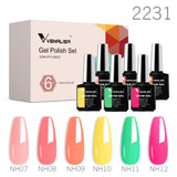 Lianfudai Nail Gel Polish Kit HEMA FREE Nude Pink Color Collection Self Leveling Full Coverage Nail Manicure Set 6Pcs Kit