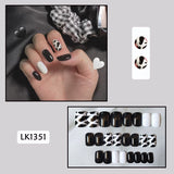 Lianfudai 24p Artifical Fake Nails Full Coverage False Nails White Clouds French Long Wearing Reusable Nail Coffin Ballerina Press on Nail