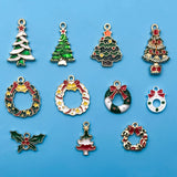 Lianfudai 10Pcs/Pack 11styles Christmas Charms Enamel Alloy Pendants Craft Supplies Beads Pendants For Jewelry Making Christmas Pendant