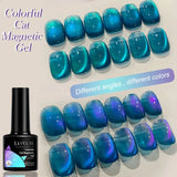 Lianfudai 7ML Ocean Blue Cat Magnetic Gel Nail Polish Sparkling Glimmer Gel Polish Semi Permanent UV Magnet Gel Varnish Nail Art