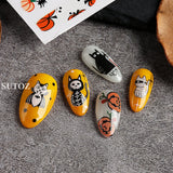 Lianfudai Pink Pumpkin Nail Art Stickers Halloween Decoration Bat Ghost Design Black Cat Skull Nail Sliders Charms Manicure Decal NLLS-J82