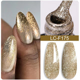 Lianfudai 7ML Gold Mirror Effect Metallic Gel Nail Polish Super Bright Chrome French Style Semi Permanent Soak Off Nail Varnish