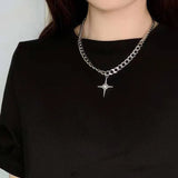 Lianfudai Retro Gothic Cross Cherry Summer Pendant Jewel Necklace Silver Color Punk Jewellery Fashion Charm Statement Y2k Jewelry