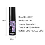 Lianfudai 5ML Colorful Reflective Glitter Liner Gel Polish Sparkling Painting Nail Polish Semi Permanent UV Gel Lines French Nail