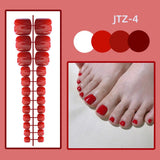 Lianfudai 24P Acrylic Toenails Tips Bright Faced Press On Nails Art Removable Fake Toenails With Glue Full Cover Artificial Toe False Nail