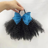 Lianfudai 2pcs/ Luxury Kids Hair Buns Kids Afro Puff Soft Like Natural Human Hair Hand Feel Marley Kinky Bulk for Hair Girl with Elastic