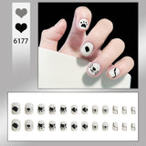 Lianfudai 24Pcs/Box Sweet Short Round/Square Head False Nail Art Full Cover Detachable Artificial Fake Nails Ballerina Press on Nails Tips