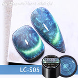 Lianfudai 7ML Black Crystal Cat Magnetic Gel Sparkling Glitter Gel Nail Polish Semi Permanent UV Gel Nail Art No Need Base Color