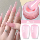 Lianfudai  Jelly Nude Gel Nail Polish 10ml Light Pink Peach Translucent Color UV Light Cure Gel Varnish Nail Art DIY at Home