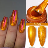 Lianfudai 7ML Gold Mirror Effect Metallic Gel Nail Polish Super Bright Chrome French Style Semi Permanent Soak Off Nail Varnish