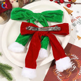 Lianfudai Christmas Bow Hair Rope Red Winter Plush Hair Tie Large Cute Ponytail Holder Headwear Christmas Scrunchies Christmas Gifts