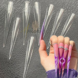 Lianfudai 5Xl Extreme Long Stiletto Nails Full Cover Nails Artificial Acrylic False Nail Tips Press on Manicure Tool Accessories