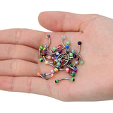 Lianfudai 10/20/30PCS Stainless Steel Eyebrow Piercing Lot 16G Acrylic Tongue Piercing Snake Eyes Pack Eyebrow Rings Jewelry