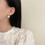 Lianfudai Cute Summer Beach White Flower Pendant Earrings for Womne Wedding Party Aesthetic Jewelry