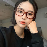 Lianfudai Women Finished Myopia Glasses Vintage Square Frame Blue Light Blocking Minus Eyeglasses Near Sight Eyewear Diopter 0 To -4.0