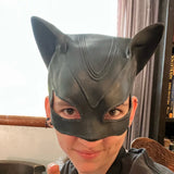 Lianfudai Sexy Cat Woman Selina Kyle Latex Mask Superhero Movie Cosplay Costume Halloween Party Masks