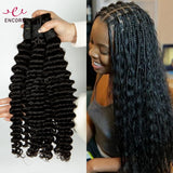 Lianfudai 28Inch Deep Wave 100% Virgin Human Hair Bulk for Boho Braided Extensions No Weft Human Hair Bundles for Braiding