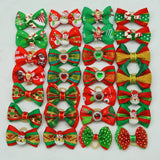 Lianfudai 50pcs Christmas Dog Bowknot Cat Hair Bows with Rubber Band Santa Claus Decoration Small Dog Pet Accessories