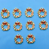 Lianfudai 10Pcs/Pack 11styles Christmas Charms Enamel Alloy Pendants Craft Supplies Beads Pendants For Jewelry Making Christmas Pendant