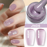 Lianfudai  Jelly Nude Gel Nail Polish 10ml Light Pink Peach Translucent Color UV Light Cure Gel Varnish Nail Art DIY at Home