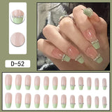 Lianfudai 24Pcs nail art fake nails French microd rilling simple Full Seamless Removable False Nail Ballerina Press On Nails Art Tips Set