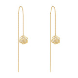 Lianfudai Korea hot fashion jewelry luxury zircon hollow flower long earline earrings elegant women's party accessories