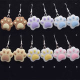 Lianfudai 20*22mm  Earring For Women 3D Simulation Resin Handmade Mini Cartoon Cat Paw Drop Earrings Funny Gift