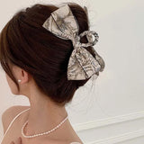 Lianfudai Fabric Bow Hairpin Temperament Elegant Women Hair Claw Clips Princess Headdress Fashion Large Grab Clip Female Hair Accessories