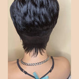 Lianfudai Short Bob Wig Human Hair Short Pixie Cut Wigs for Black Women Human Hair None Lace Front Wig with Bangs Layered Full Machine Mad