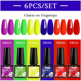 Lianfudai 6PCS/Set Nude Color Gel Nail Polish Set 150 Colors Glitter Semi Permanent UV Led Gel Varnish Soak Off Nail Gel Art Design