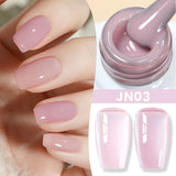 Lianfudai  Jelly Nude Gel Nail Polish 10ml Light Pink Peach Translucent Color UV Light Cure Gel Varnish Nail Art DIY at Home