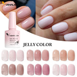 Lianfudai Venalisa Nail Gel Polish Jelly Color HEMA FREE Nude Pink Semi Permanent Soak Off UVLED Gel Nail Polish Sparkle Gel Varnish